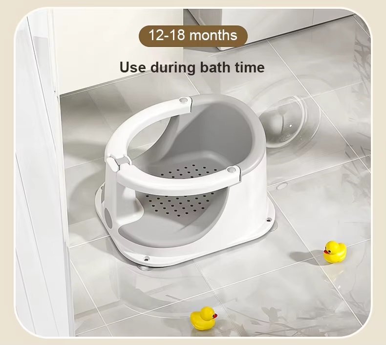 Little Mom Scaunel de baie pentru bebelusi BabySpa Pink termometru digital cu ecran tactil bariera circulara 360 cu spatar ergonomic compatibilitate universala si Jucarie rotativa tip spinner inclusa