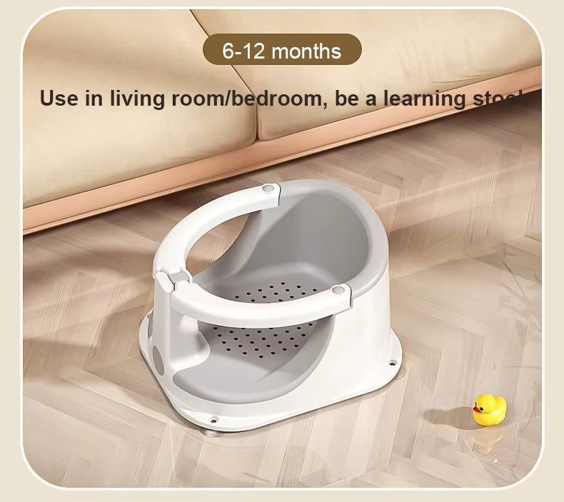 Little Mom Scaunel de baie pentru bebelusi BabySpa Pink termometru digital cu ecran tactil bariera circulara 360 cu spatar ergonomic compatibilitate universala si Jucarie rotativa tip spinner inclusa
