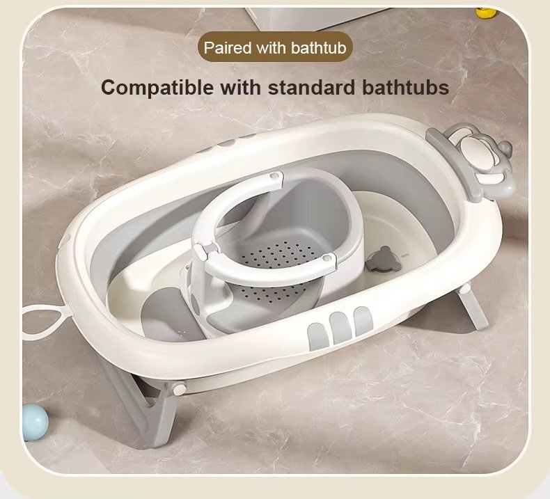 Little Mom Scaunel de baie pentru bebelusi BabySpa Pink termometru digital cu ecran tactil bariera circulara 360 cu spatar ergonomic compatibilitate universala si Jucarie rotativa tip spinner inclusa