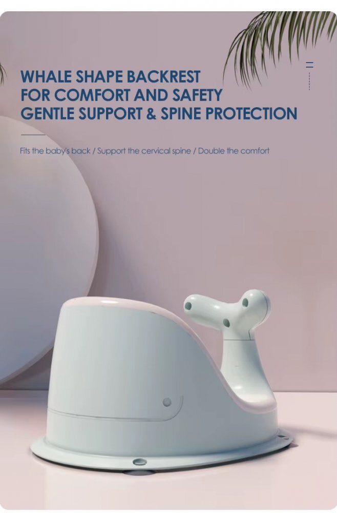 Little Mom Scaunel de baie pentru bebelusi Pink Whale forma ergonomica cu maner de sustinere si ventuze de fixare dimensiune 32.6 x 25 x 18.3 cm