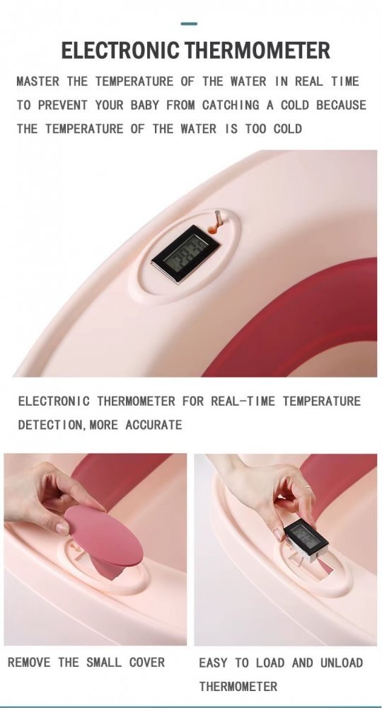 Little Mom Set 4 in 1 Grey cu cadita pliabila cu termometru display digital incoporat reductor anatomic pentru bebelusi galetusa pliabila si recipient pentru clatire pliabil cu maner non-toxice fara BPA