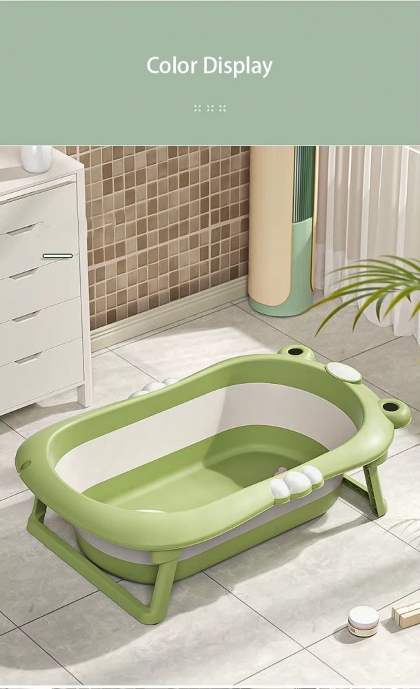 Little Mom Set Cadita pliabila pentru bebelusi blue cu termometru digital dop de scurgere dimensiune 80 x 52 x 23 cm si Suport anatomic inclus