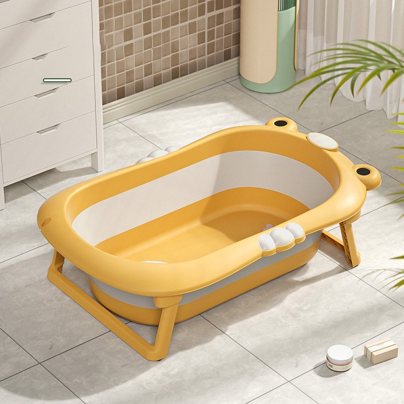 Little Mom Set Cadita pliabila pentru bebelusi orange cu termometru digital dop de scurgere dimensiune 80 x 52 x 23 cm si Suport anatomic inclus