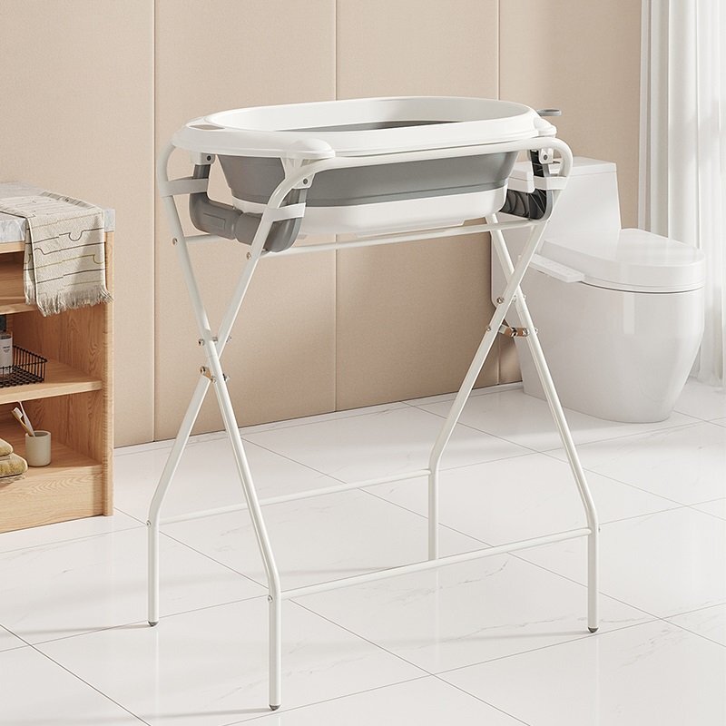 Little Mom Set Cadita pliabila pentru copii BabyComfort Grey cu suport metalic pliabil si afisaj de temperatura design 2 in 1 modern robust si durabil