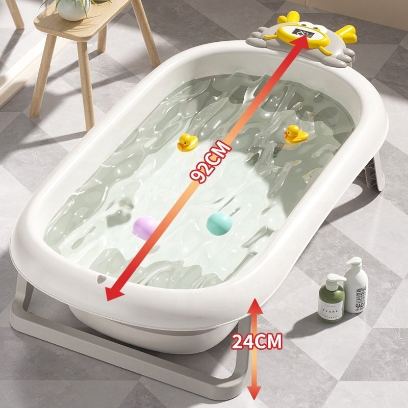 Little Mom Set Cadita pliabila pentru copii Giggletub Grey termometru cu display digital incorporat si hamac cu design ergonomic dimensiune 92 X 51 X 24 cm