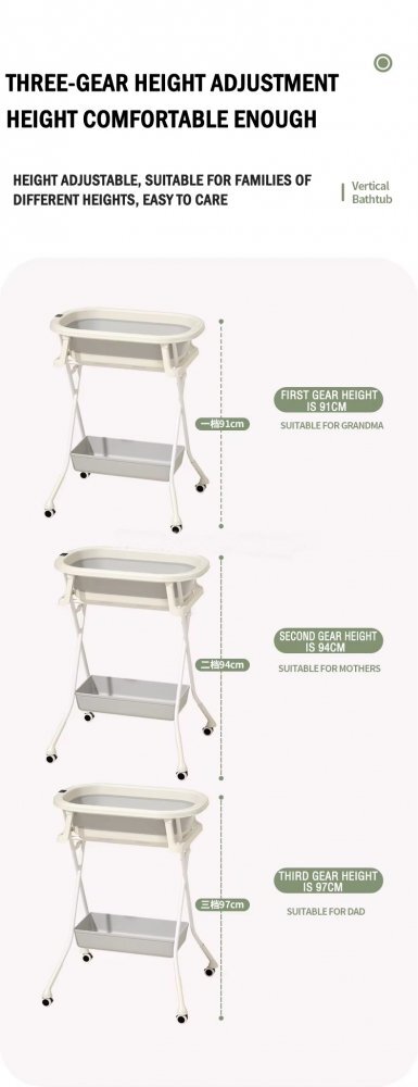 Little Mom Set Cadita pliabila pentru copii Grey cu Suport metalic reglabil pe 3 nivele de inaltime echipat cu roti silentioase 360 grade design robust si durabil Cos de depozitare integrat afisaj de temperatura