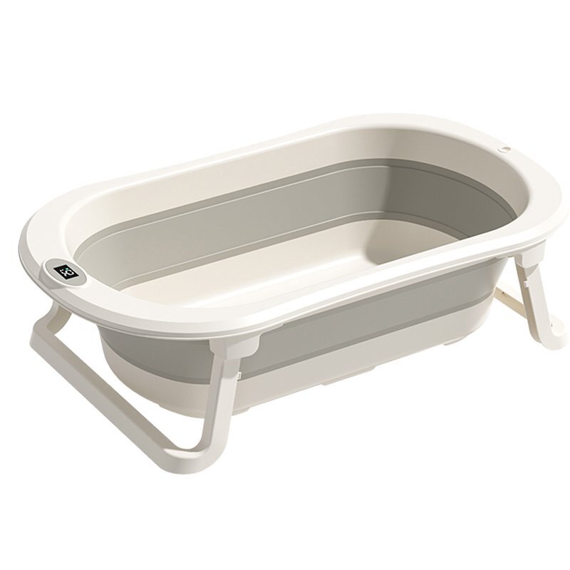 Little Mom Set cadita pliabila pentru copii Royal Grey echipata cu termometru display digital design modern margini rotunjite si suport anatomic inclus dimensiune 76 x 21 x 49 cm