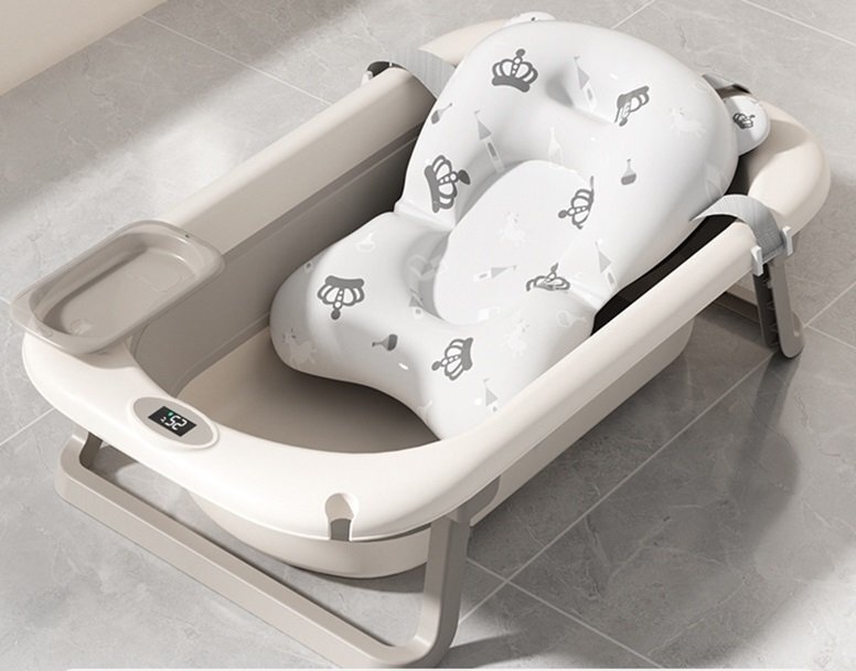Little Mom Set Cadita pliabila pentru copii termometru cu display digital incorpodat si Hamac cu design ergonomic inclus dimensiune 84 x 50 x 24 cm Grey