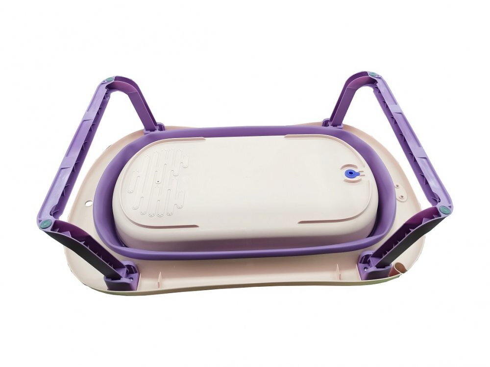 Little Mom Set Cadita pliabila Purple cu termometru integrat hamac picioare anti-derapante dop evacuare fara bpa varsta recomandata 0 luni+