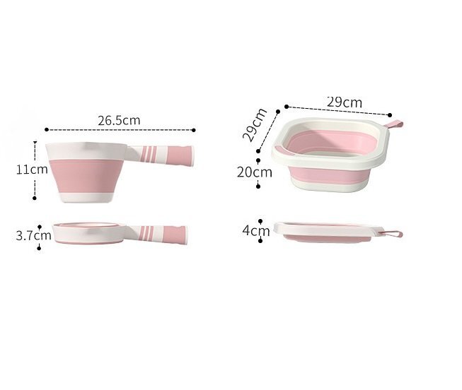 Little Mom Set de baita 5 in 1 Premium pentru bebelusi Comfort Care pink Cadita pliabila cu termometru integrat Hamac moale ergonomic si accesorii de imbaiere incluse