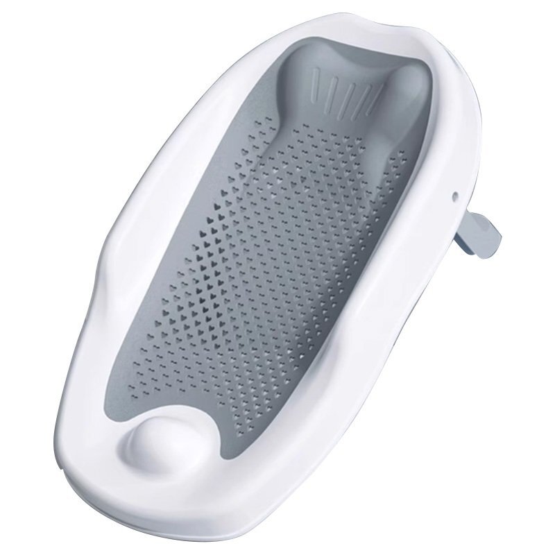 Little Mom Suport de baie pentru bebelusi Grey ComfortBath Baby design ergonomic pliabil usor de transportat prevazut cu tetiera suprafata texturata cu orificii de drenaj material non-toxic