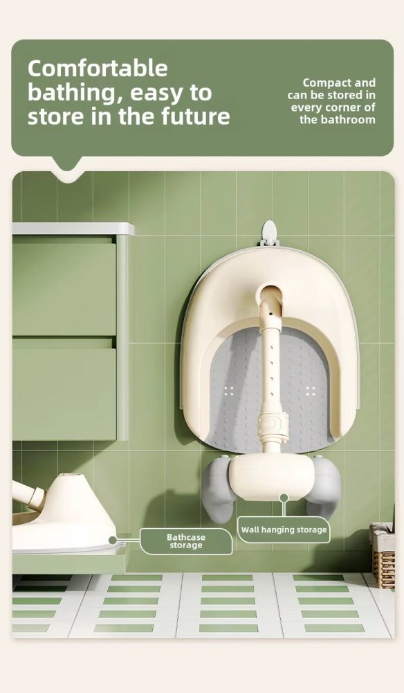 Little Mom Suport ergonomic pentru baita independenta a bebelusilor Bath Grey design cu inaltime ajustabila intre 44-54 cm stabil si sigur compact si portabil cu elementele de sustinere pentru brate
