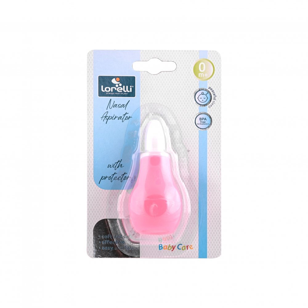 LORELLI Aspirator nazal 0 luni+ cu capac de protectie Blush Pink