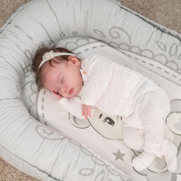 LORELLI Baby Nest din bumbac ranforce 92 x 58 cm Little Bear Grey