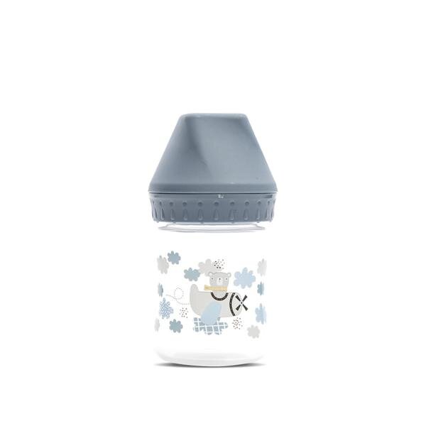 LORELLI Biberon cu gat larg My Friend tetina moale din silicon 0 luni+ 125 ml Cameo Blue