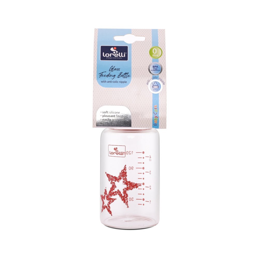 LORELLI Biberon din sticla cu tetina anticolici 120 ml Pink