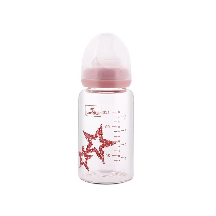 LORELLI Biberon din sticla cu tetina anticolici 120 ml Pink