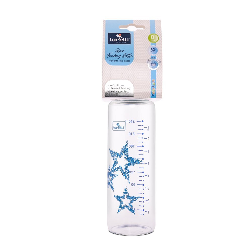 LORELLI Biberon din sticla cu tetina anticolici 240 ml Blue