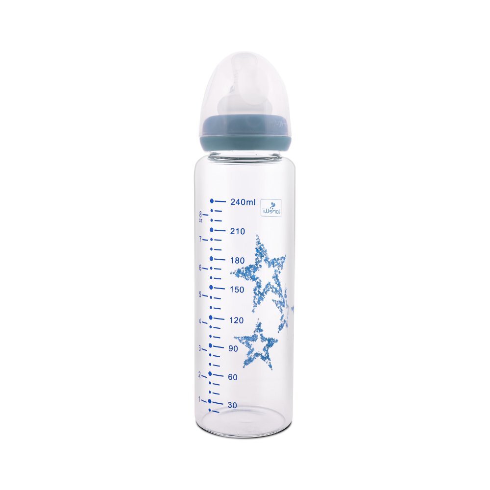 LORELLI Biberon din sticla cu tetina anticolici 240 ml Blue