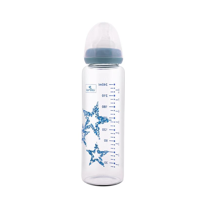 LORELLI Biberon din sticla cu tetina anticolici 240 ml Blue