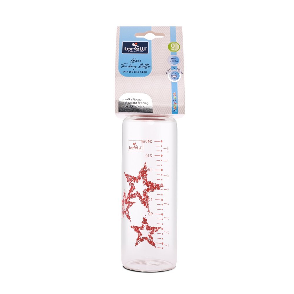 LORELLI Biberon din sticla cu tetina anticolici 240 ml Pink