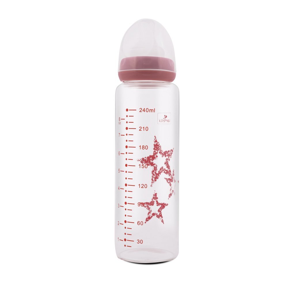 LORELLI Biberon din sticla cu tetina anticolici 240 ml Pink
