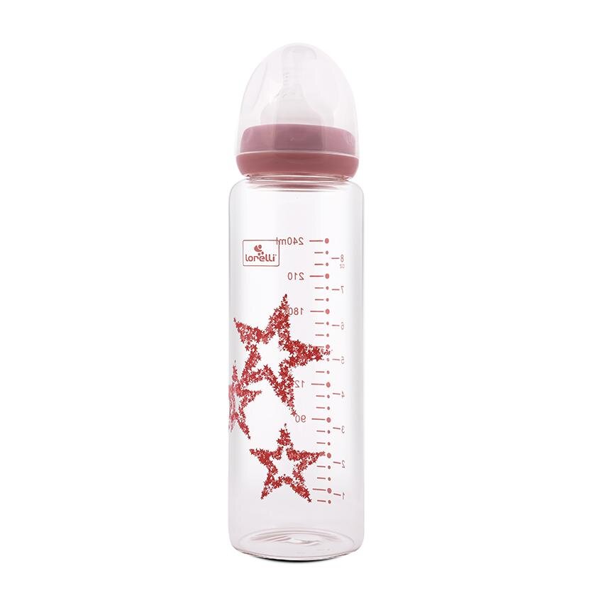 LORELLI Biberon din sticla cu tetina anticolici 240 ml Pink