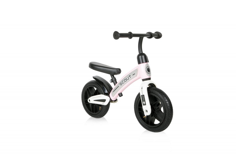 LORELLI Bicicleta copii fara pedale Scout Air Pink de echilibru 10 inch varsta 2-4 ani roti cu camera si cauciuc scaun reglabil pe inaltime de la 30 cm pana la 33 cm maxim 25 de kg ghidon reglabil in inaltime 49-515 cm