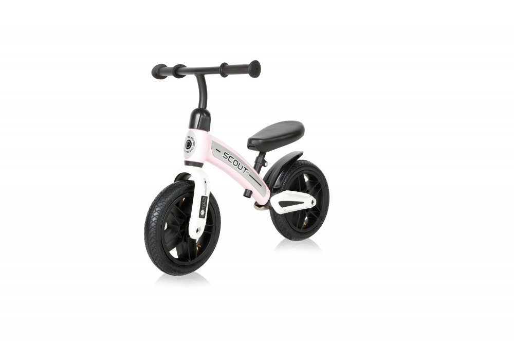 LORELLI Bicicleta copii fara pedale Scout Air Pink de echilibru 10 inch varsta 2-4 ani roti cu camera si cauciuc scaun reglabil pe inaltime de la 30 cm pana la 33 cm maxim 25 de kg ghidon reglabil in inaltime 49-515 cm