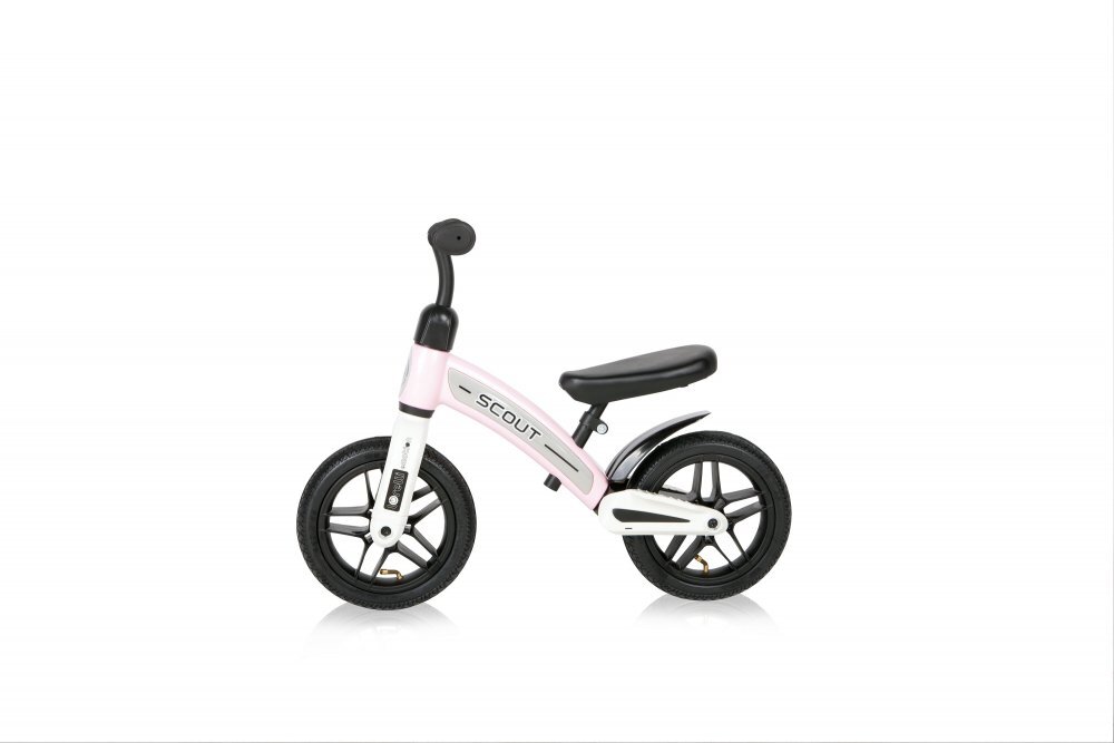 LORELLI Bicicleta copii fara pedale Scout Air Pink de echilibru 10 inch varsta 2-4 ani roti cu camera si cauciuc scaun reglabil pe inaltime de la 30 cm pana la 33 cm maxim 25 de kg ghidon reglabil in inaltime 49-515 cm