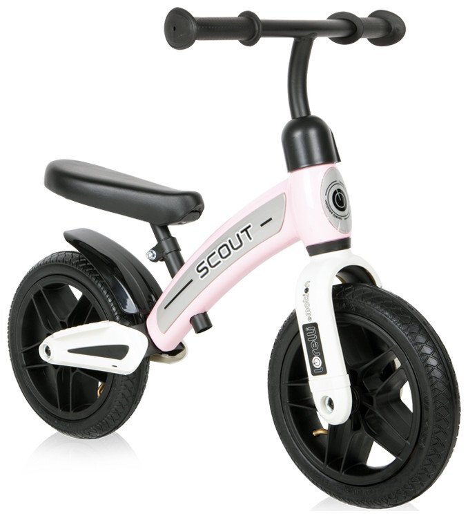LORELLI Bicicleta copii fara pedale Scout Air Pink de echilibru 10 inch varsta 2-4 ani roti cu camera si cauciuc scaun reglabil pe inaltime de la 30 cm pana la 33 cm maxim 25 de kg ghidon reglabil in inaltime 49-515 cm