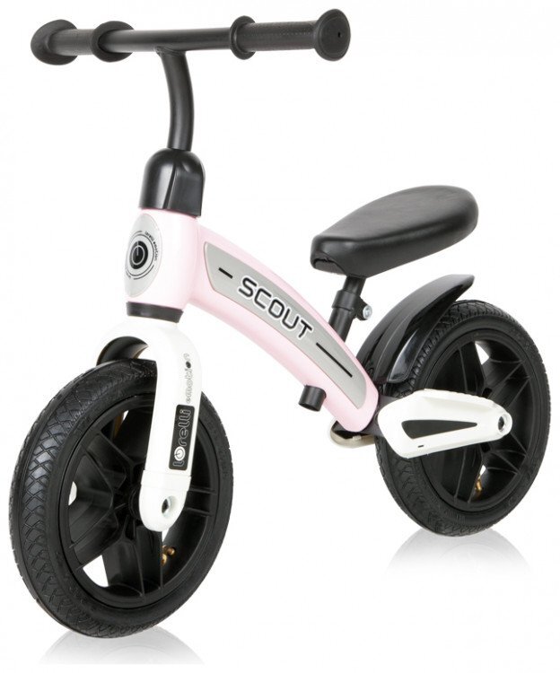 LORELLI Bicicleta copii fara pedale Scout Air Pink de echilibru 10 inch varsta 2-4 ani roti cu camera si cauciuc scaun reglabil pe inaltime de la 30 cm pana la 33 cm maxim 25 de kg ghidon reglabil in inaltime 49-515 cm