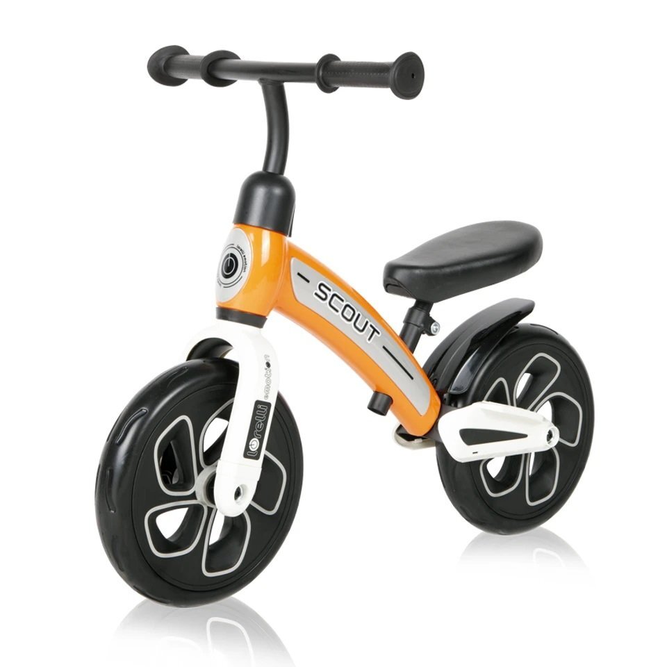 LORELLI Bicicleta copii fara pedale Scout Orange de echilibru roti din spuma EVA scaun reglabil pe inaltime de la 30 cm pana la 33 cm varsta 2-4 ani maxim 25 de kg ghidon reglabil in inaltime de la 49 cm pana la 51.5 cm
