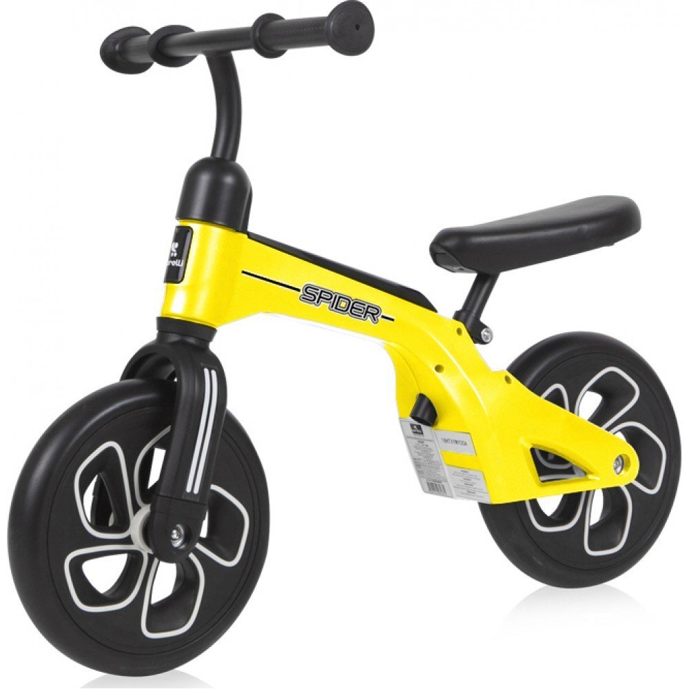 LORELLI Bicicleta copii fara pedale Spider Yellow cadru usor din aluminiu ghidon reglabil scaun ajustabil pe inaltime de la 29 cm la 34 cm fata de sol