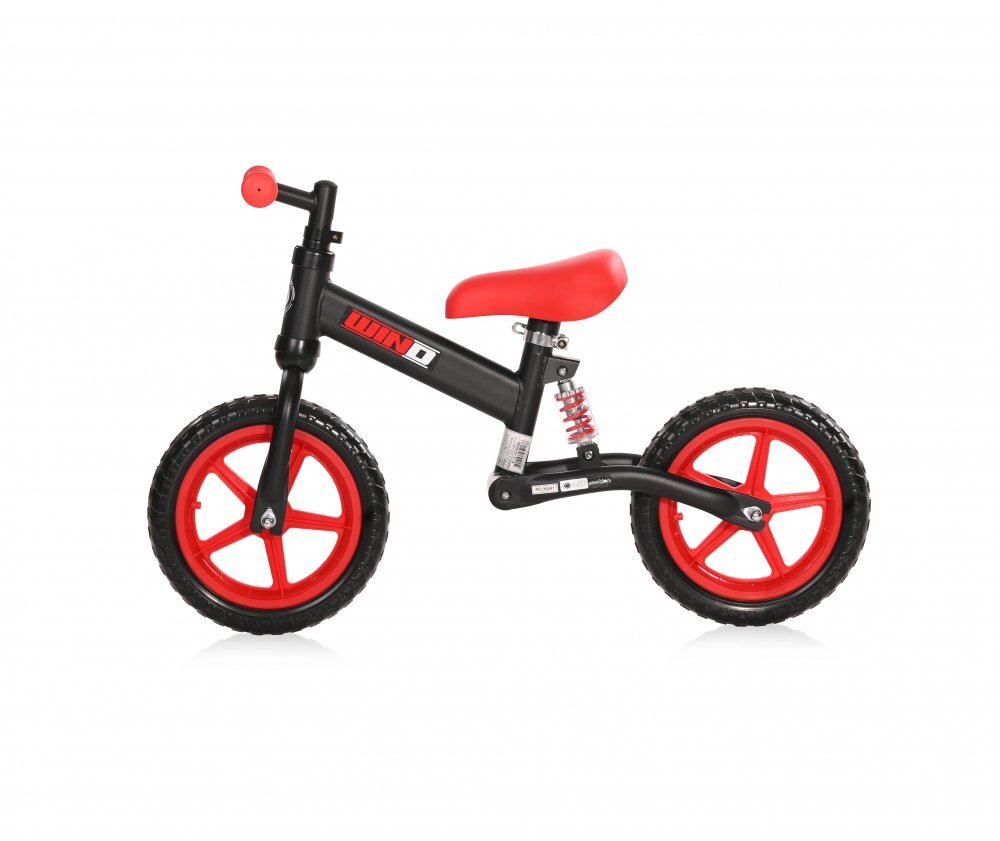 LORELLI Bicicleta copii fara pedale Wind Black Red roti din spuma EVA amortizor reglabil care ajuta la absorbtia socurilor scaun reglabil de la 47 cm pana la 50 cm 12 inch varsta 2-5 ani maxim 25 de kg
