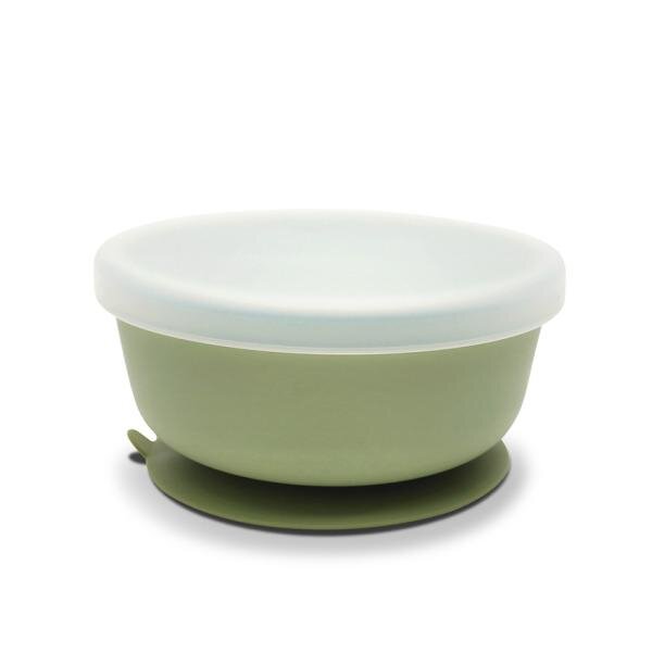 LORELLI Bol de hranire cu capac din silicon natural si ventuza 6 luni+ Fresh Green