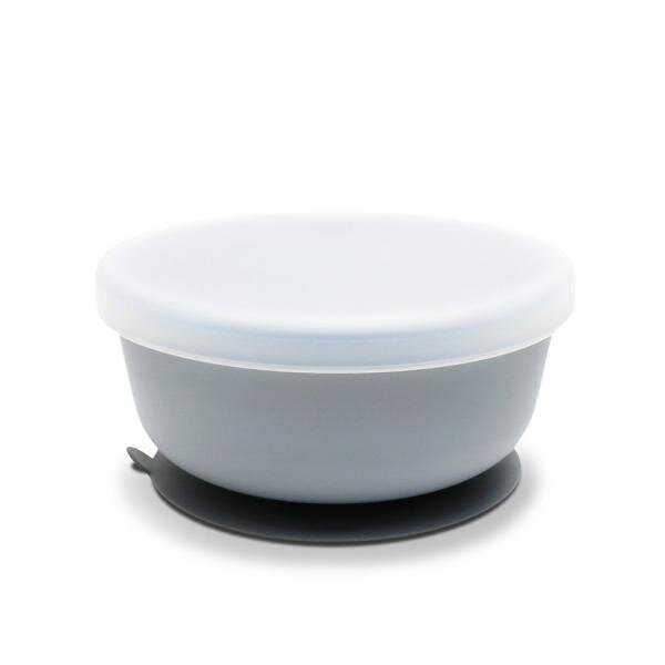LORELLI Bol de hranire cu capac din silicon natural si ventuza 6 luni+ Grey