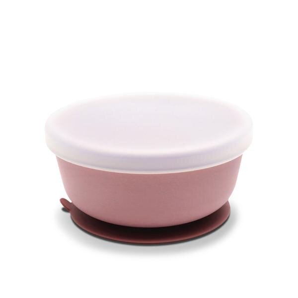 LORELLI Bol de hranire cu capac din silicon natural si ventuza 6 luni+ Pink