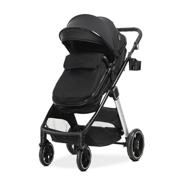 LORELLI Carucior 2 in 1 pentru copii Aspen Black transformabil reversibil cadru din aluminiu suspensii adaptori pentru cos auto geanta greutate suportata 22 kg