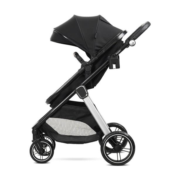 LORELLI Carucior 2 in 1 pentru copii Aspen Black transformabil reversibil cadru din aluminiu suspensii adaptori pentru cos auto geanta greutate suportata 22 kg