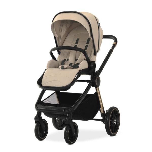 LORELLI Carucior 2 in 1 pentru copii Bianca Beige Warm cadru din aluminiu suspensii cos landou individual cu maner de transport geanta greutate suportata 22 kg
