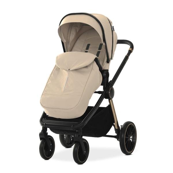 LORELLI Carucior 2 in 1 pentru copii Bianca Beige Warm cadru din aluminiu suspensii cos landou individual cu maner de transport geanta greutate suportata 22 kg