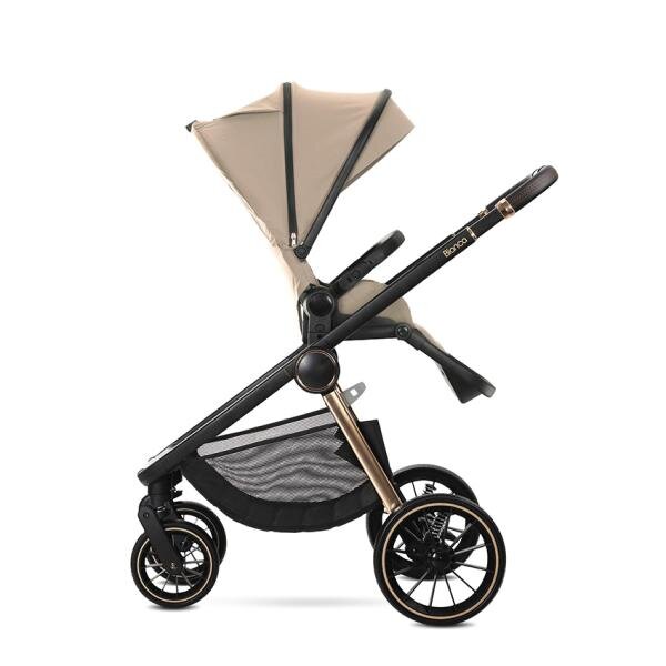 LORELLI Carucior 2 in 1 pentru copii Bianca Beige Warm cadru din aluminiu suspensii cos landou individual cu maner de transport geanta greutate suportata 22 kg
