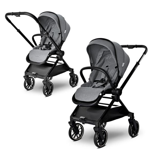 LORELLI Carucior 2 in 1 pentru copii Reya Grey cadru din aluminiu suspensii geanta cos individual cu maner de transport maner si sezut reversibile greutate suportata 22 kg