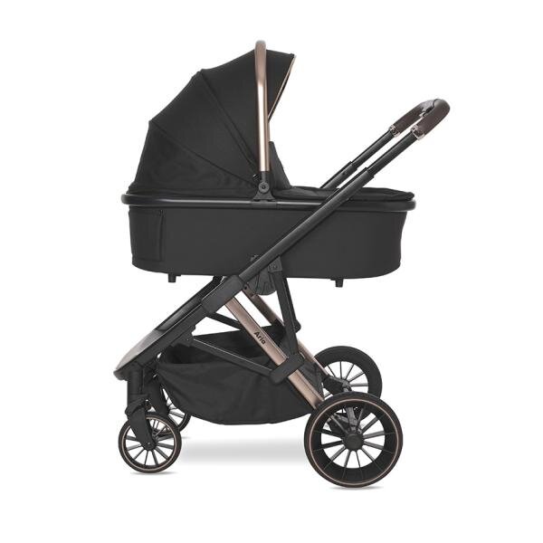 LORELLI Carucior 3 in 1 pentru copii Aria Black cosulet auto Aria Luxe 40-87 cm inclus cadru din aluminiu parte sport reversibila multiple accesorii greutate admisa 22 kg
