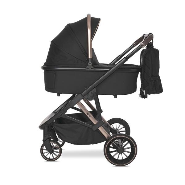 LORELLI Carucior 3 in 1 pentru copii Aria Black cosulet auto Aria Luxe 40-87 cm inclus cadru din aluminiu parte sport reversibila multiple accesorii greutate admisa 22 kg