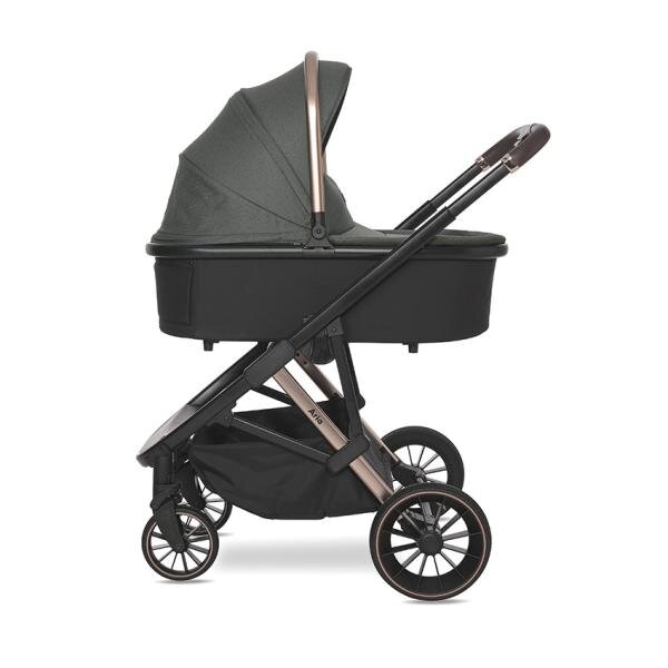 LORELLI Carucior 3 in 1 pentru copii Aria Green cosulet auto Aria Luxe 40-87 cm inclus cadru din aluminiu parte sport reversibila multiple accesorii greutate admisa 22 kg