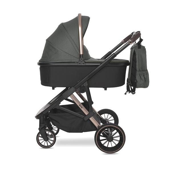 LORELLI Carucior 3 in 1 pentru copii Aria Green cosulet auto Aria Luxe 40-87 cm inclus cadru din aluminiu parte sport reversibila multiple accesorii greutate admisa 22 kg