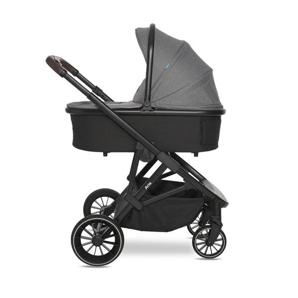 LORELLI Carucior 3 in 1 pentru copii Aria Grey cosulet auto Aria Luxe 40-87 cm inclus cadru din aluminiu parte sport reversibila multiple accesorii greutate admisa 22 kg