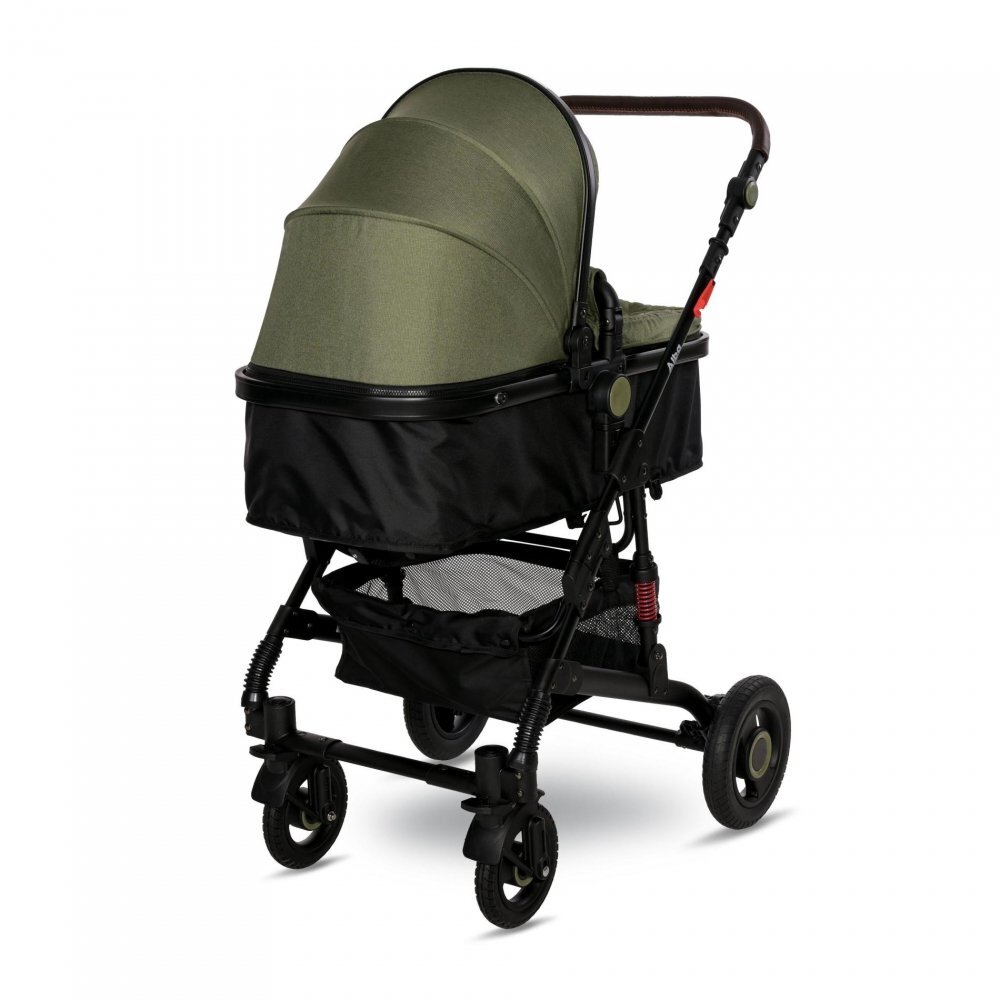LORELLI Carucior pentru copii Alba Premium Loden Green 0-3 ani landou transformabil adaptori scoica cadru din aluminiu maner ajustabil sezut reversibil suspensii suport pentru sticla bara detasabila maxim 15 kg